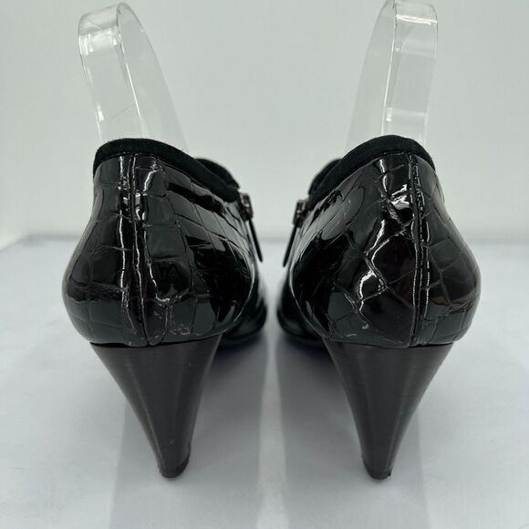 Aquatallia Women's Ankle Pump Pointy  Toe Size 8.5 Waterproof Black Croc Leather - Picture 5 of 12